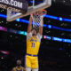 Apr 9, 2024; Los Angeles, California, USA; Los Angeles Lakers center Jaxson Hayes (11) dunks the ball after the game in the first half at Crypto.com Arena. Mandatory Credit: Kirby Lee-USA TODAY Sports