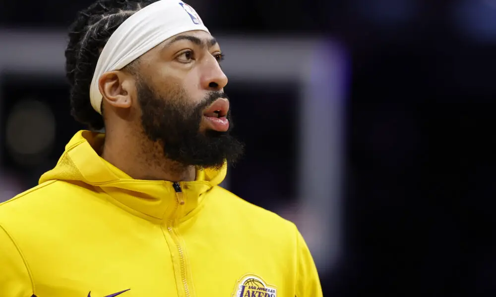 Apr 3, 2024; Washington, District of Columbia, USA; Los Angeles Lakers forward Anthony Davis on court during warmup prior to the game against the Washington Wizards at Capital One Arena. Mandatory Credit: Geoff Burke-USA TODAY Sports