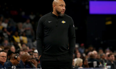 Apr 12, 2024; Memphis, Tennessee, USA; Los Angeles Lakers head coach Darvin Ham watches during the first half against the Memphis Grizzlies at FedExForum. Mandatory Credit: Petre Thomas-USA TODAY Sports