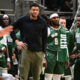 Apr 21, 2024; Milwaukee, Wisconsin, USA; Milwaukee Bucks forward Giannis Antetokounmpo (34) watches from the bench in the fourth quarter against the Indiana Pacers during game one of the first round for the 2024 NBA playoffs at Fiserv Forum. Mandatory Credit: Benny Sieu-USA TODAY Sports