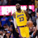 Apr 29, 2024; Denver, Colorado, USA; Los Angeles Lakers forward LeBron James (23) in the third quarter against the Denver Nuggets during game five of the first round for the 2024 NBA playoffs at Ball Arena. Mandatory Credit: Isaiah J. Downing-USA TODAY Sports