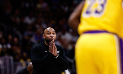 Apr 29, 2024; Denver, Colorado, USA; Los Angeles Lakers head coach Darvin Ham in the third quarter against the Denver Nuggets during game five of the first round for the 2024 NBA playoffs at Ball Arena. Mandatory Credit: Isaiah J. Downing-USA TODAY Sports