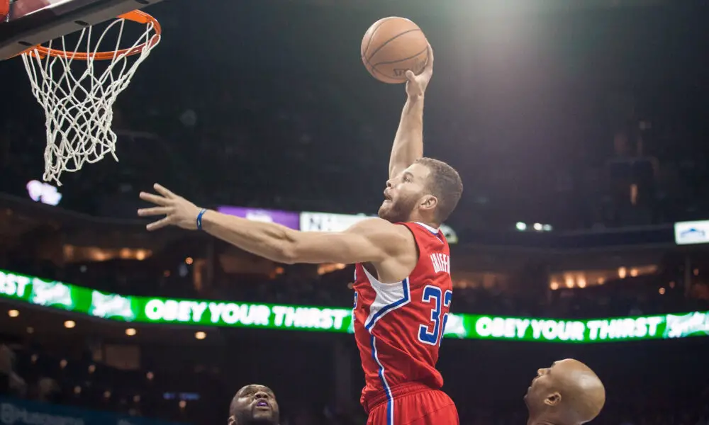 Nov 24, 2014; Charlotte, NC, USA; Los Angeles Clippers forward Blake Griffin (32) goes up to dunk the ball during the first half against the Charlotte Hornets at Time Warner Cable Arena. Mandatory Credit: Jeremy Brevard-USA TODAY Sports
