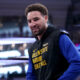 Apr 16, 2024; Sacramento, California, USA; Golden State Warriors guard Klay Thompson (11) warms up before a play-in game against the Sacramento Kings in the 2024 NBA playoffs at the Golden 1 Center. Mandatory Credit: Cary Edmondson-USA TODAY Sports