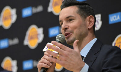 Jun 24, 2024; El Segundo, CA, USA; The Los Angeles Lakers head coach JJ Redick speaks to the media during an introductory news conference at the UCLA Health Training Center. Mandatory Credit: Jayne Kamin-Oncea-USA TODAY Sports