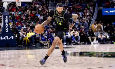 Mar 1, 2024; New Orleans, Louisiana, USA; New Orleans Pelicans forward Brandon Ingram (14) dribbles against the Indiana Pacers during the second half at Smoothie King Center. Mandatory Credit: Stephen Lew-USA TODAY Sports