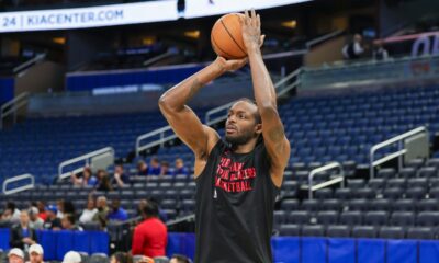 Apr 1, 2024; Orlando, Florida, USA; Portland Trail Blazers forward Jerami Grant (9) warms up before the game against the Orlando Magic at Amway Center. Mandatory Credit: Mike Watters-USA TODAY Sports