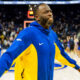 Apr 7, 2024; San Francisco, California, USA; Golden State Warriors forward Draymond Green (23) celebrates after beating the Utah Jazz at Chase Center. Mandatory Credit: Bob Kupbens-USA TODAY Sports