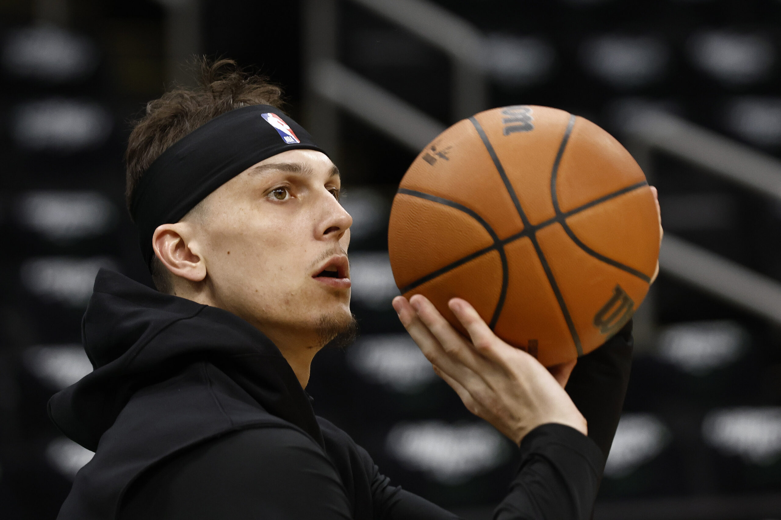 May 1, 2024; Boston, Massachusetts, USA; Miami Heat guard Tyler Herro (14) warms up prior to their game against the Boston Celtics in game five of the first round of the 2024 NBA playoffs at TD Garden. Mandatory Credit: Winslow Townson-USA TODAY Sports