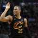 May 7, 2024; Boston, Massachusetts, USA; Cleveland Cavaliers forward Isaac Okoro (35) grimaces after missing a shot against the Boston Celtics during the second quarter of game one of the second round of the 2024 NBA playoffs at TD Garden. Mandatory Credit: Winslow Townson-USA TODAY Sports