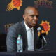 May 17, 2024; Phoenix, AZ, USA; Phoenix Suns General Manager James Jones speaks during a press conference to announce Mike Budenholzer as head coach. Mandatory Credit: Joe Camporeale-USA TODAY Sports