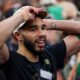 Jun 17, 2024; Boston, Massachusetts, USA; Boston Celtics forward Jayson Tatum (0) celebrates after beating the Dallas Mavericks in game five of the 2024 NBA Finals to win the NBA Championship at TD Garden. Mandatory Credit: Peter Casey-USA TODAY Sports