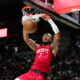 Jul 14, 2024; Las Vegas, NV, USA; Houston Rockets forward Cam Whitmore (7) dunks against the Washington Wizards during the fourth quarter at Thomas & Mack Center. Mandatory Credit: Stephen R. Sylvanie-USA TODAY Sports