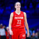 Jul 17, 2024; Arlington, Texas, USA; Indiana Fever guard Caitlin Clark (22) reacts during the first half against the Dallas Wings at College Park Center. Mandatory Credit: Kevin Jairaj-USA TODAY Sports