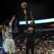 Jul 22, 2013; Las Vegas, NV, USA; Phoenix Suns guard Archie Goodwin lets a shot go over the defense of Golden State Warriors guard Kent Bazemore during the NBA Summer League Championship game at the Thomas and Mack Center. Mandatory Credit: Stephen R. Sylvanie-USA TODAY Sports